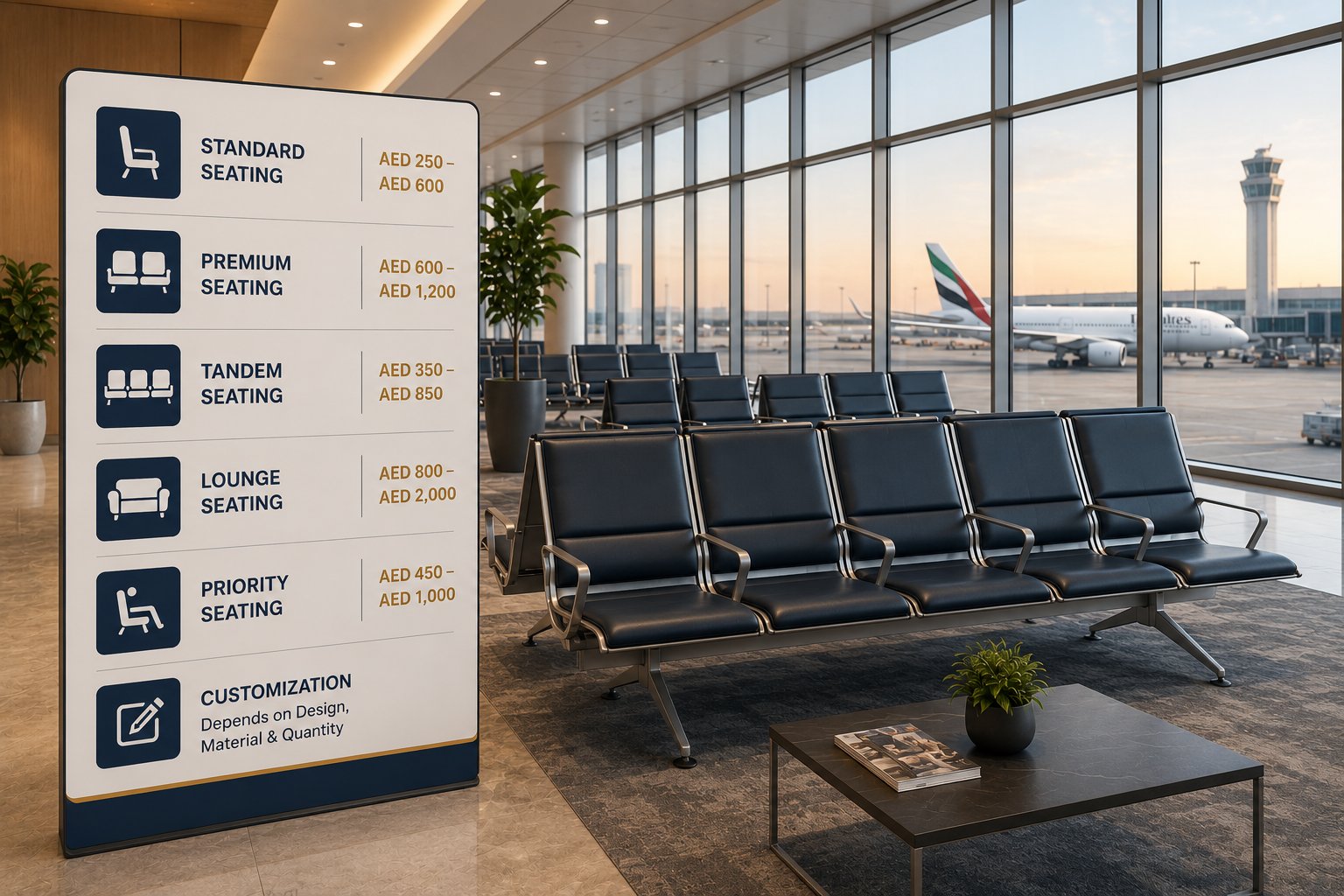 Airport seating cost in Dubai